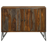 Macon - 2 Door Sheesham Wood Storage Accent Cabinet - Gray by CoasterEssence | Bel Furniture