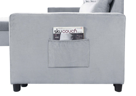 Ivy - Velvet Reversible Sleeper Sectional Sofa With Storage Chaise And Side Pocket by Lilola Home | Bel Furniture