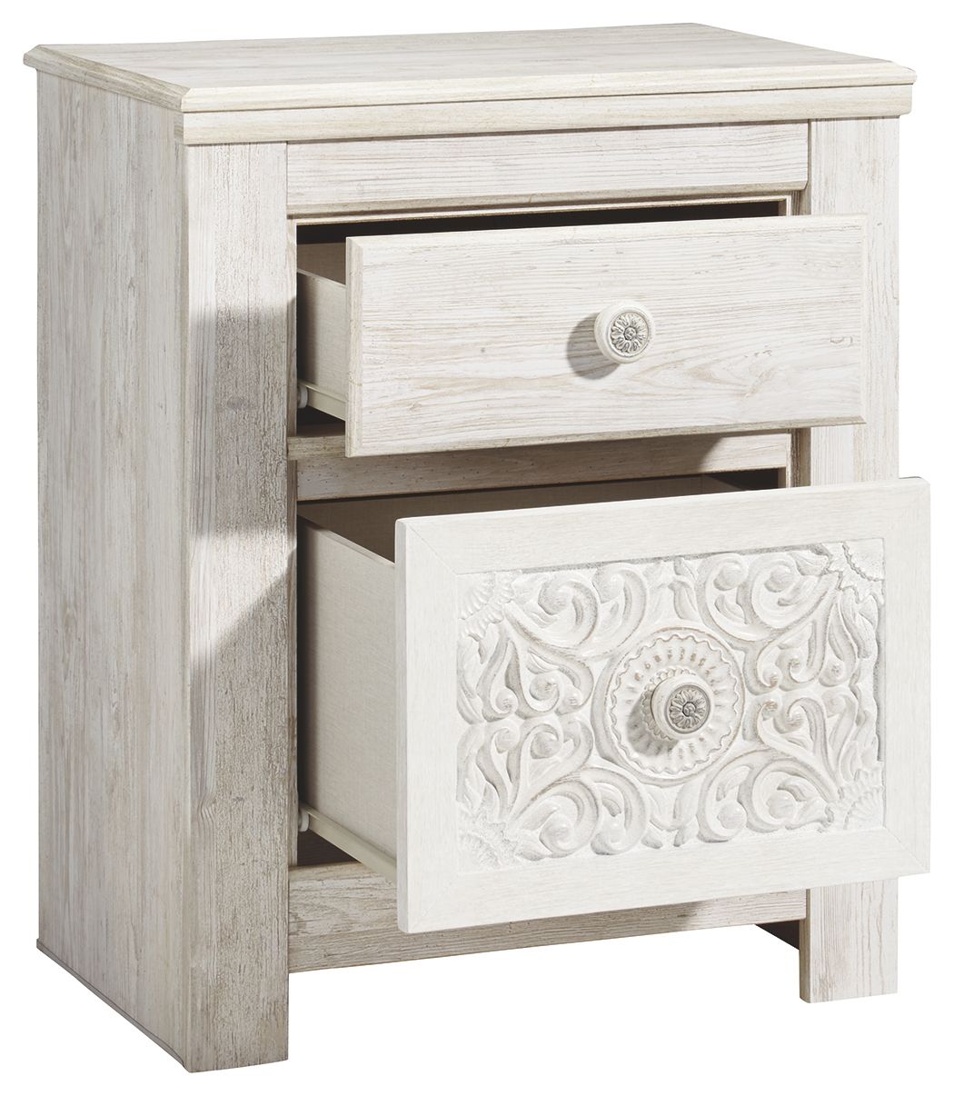 Paxberry - Whitewash - Two Drawer Night Stand by Signature Design by Ashley® | Bel Furniture