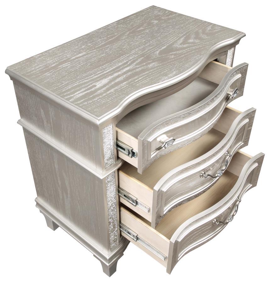 Evangeline - 3-Drawer Nightstand - Silver Oak by CoasterElevations | Bel Furniture