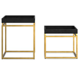 Macy - 2 Pieces Nesting Table - Black / Gold by Simpli-Home | Bel Furniture