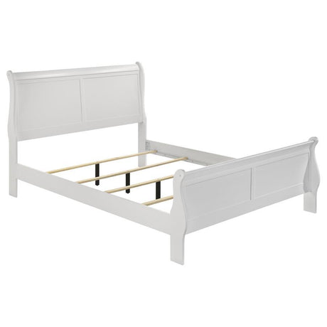 Louis Philippe - Panel Sleigh Bed White King by CoasterEveryday | Bel Furniture