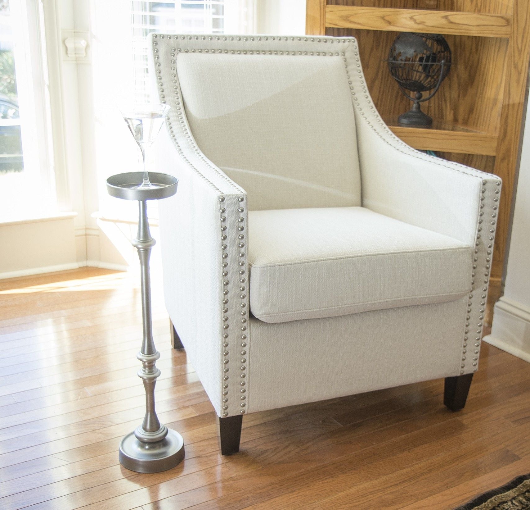 Finish Drink Size Accent Table - Brushed Silver