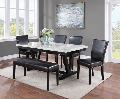 Tanner - Dining Room Set White 6 Pc. Table, 4 Chairs, Bench by Crown Mark | Bel Furniture