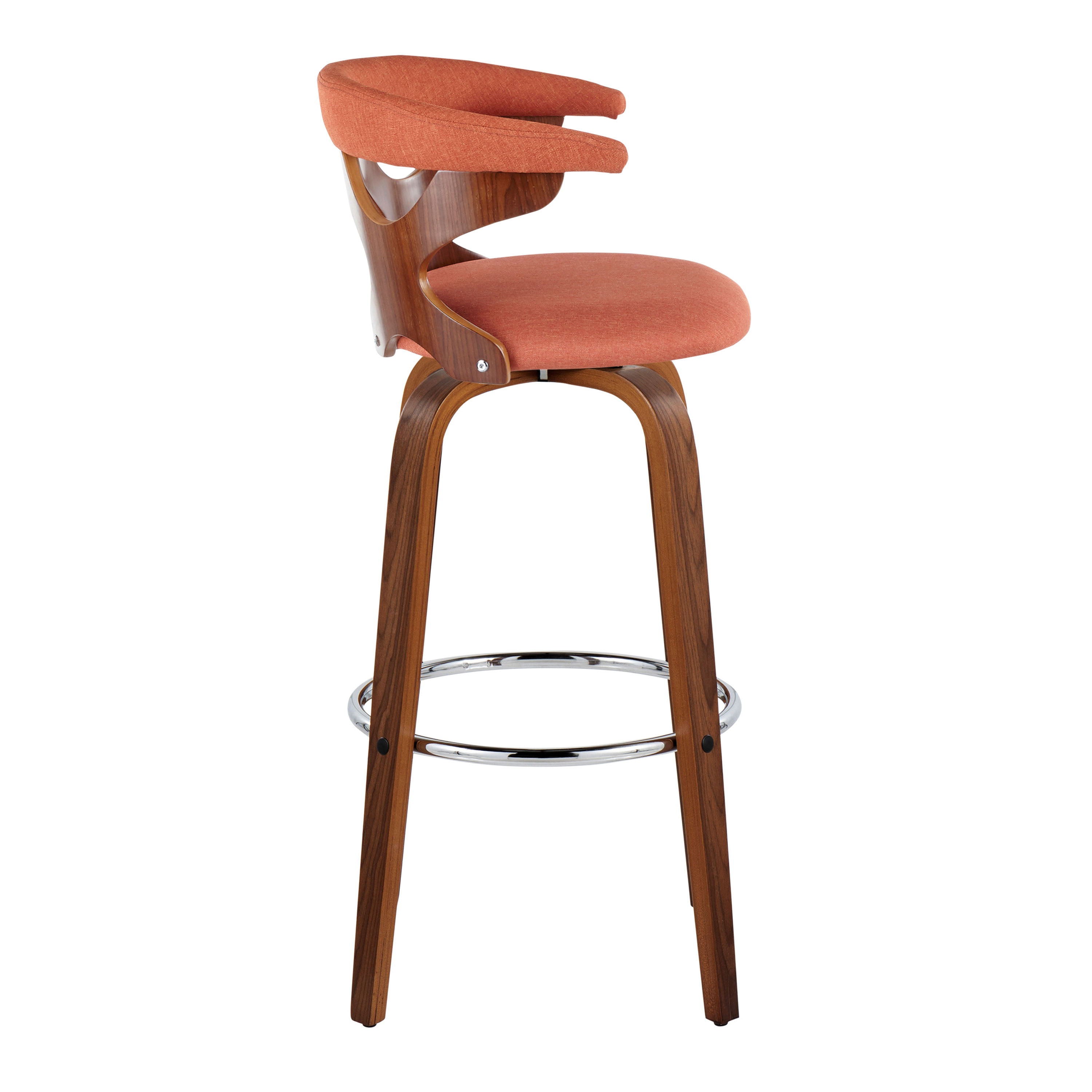 Gardenia - Mid Century Modern Fixed Height Barstool With Swivel With Round Footrest (Set of 2)