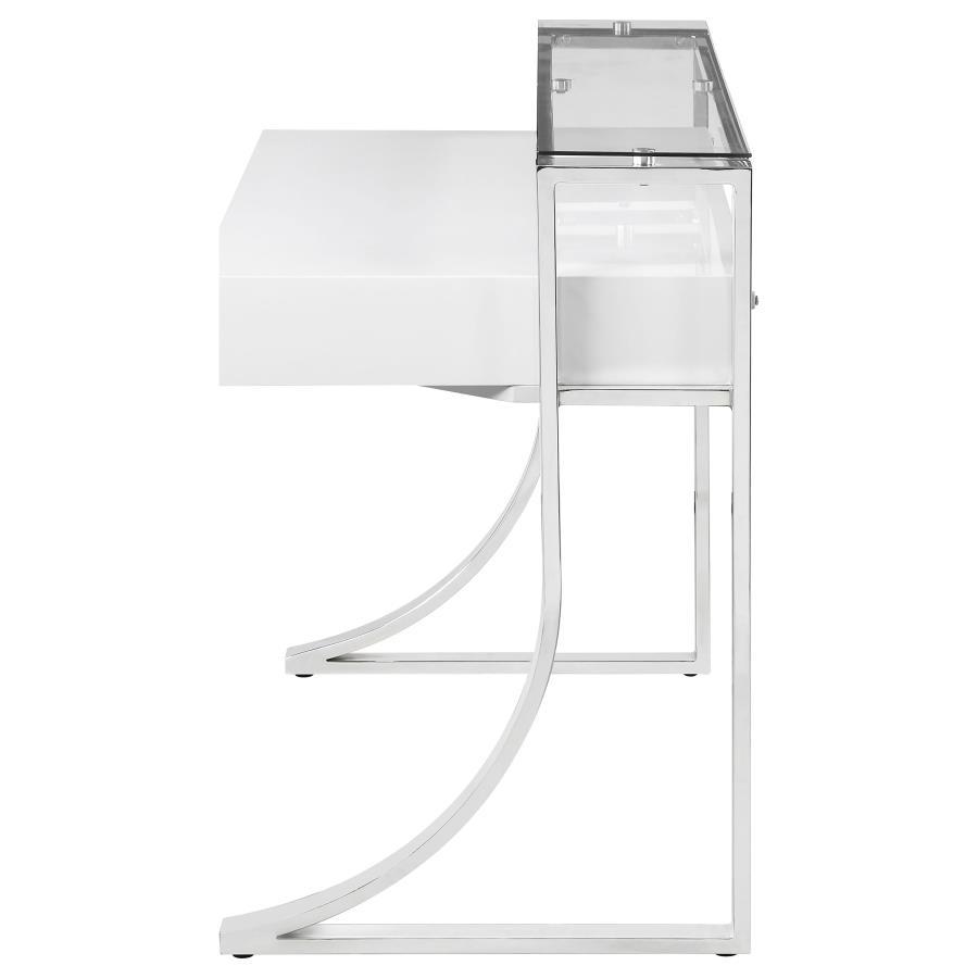 Gemma - 2-Drawer Writing Desk - White High Gloss by CoasterEssence | Bel Furniture