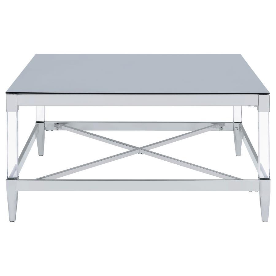 Lindley - Square Tempered Mirror Acrylic Coffee Table - Chrome