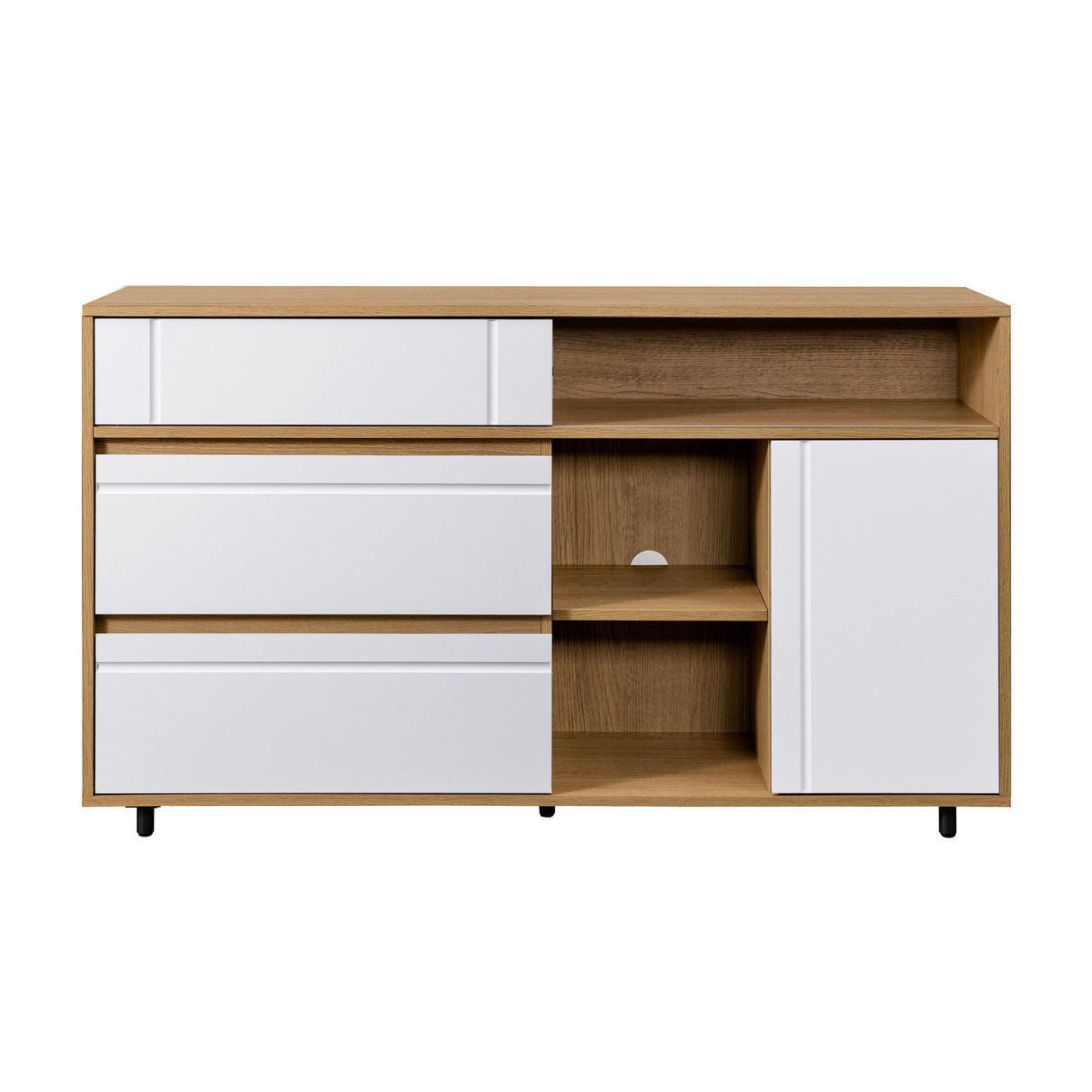 Contemporary Detailed Door Sideboard With Open Storage by Walker Edison | Bel Furniture