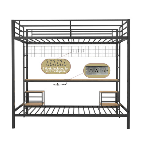 Ethan - Bunk Bed With Desk, Charging Station, Storage Shelves - view 23