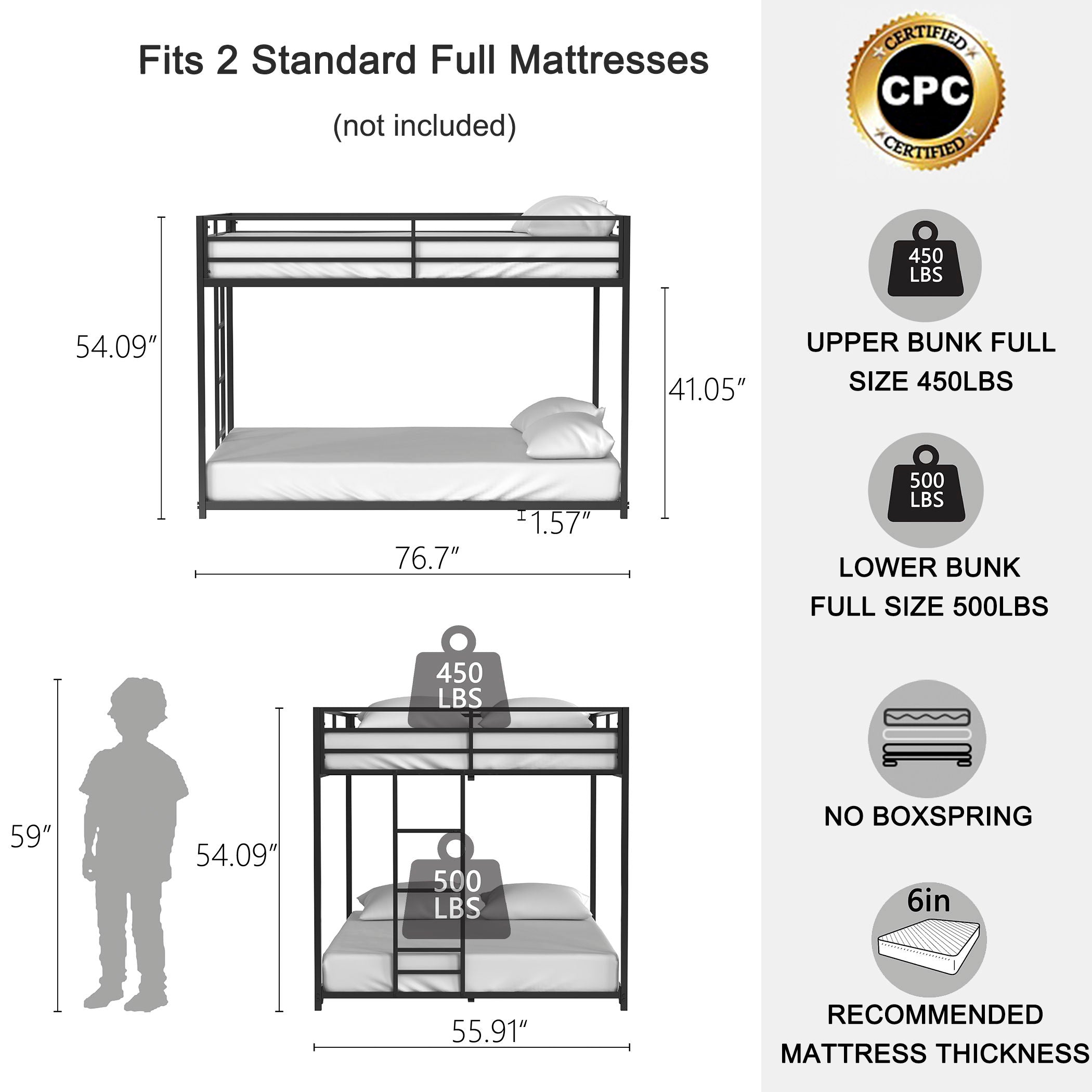 Adam - Full Over Full Bunk Bed - Black