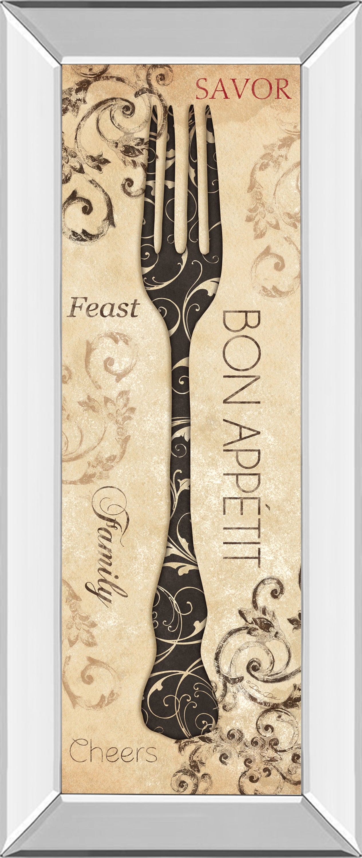 Bon Appetite By Dee Dee - Mirror Framed Print Wall Art - Black