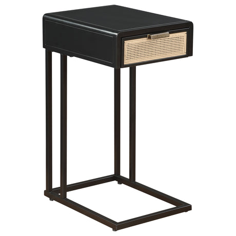 Amherst - 1-Drawer Radio Weave Cane Metal Side Table Black by Coaster Fine Furniture | Bel Furniture