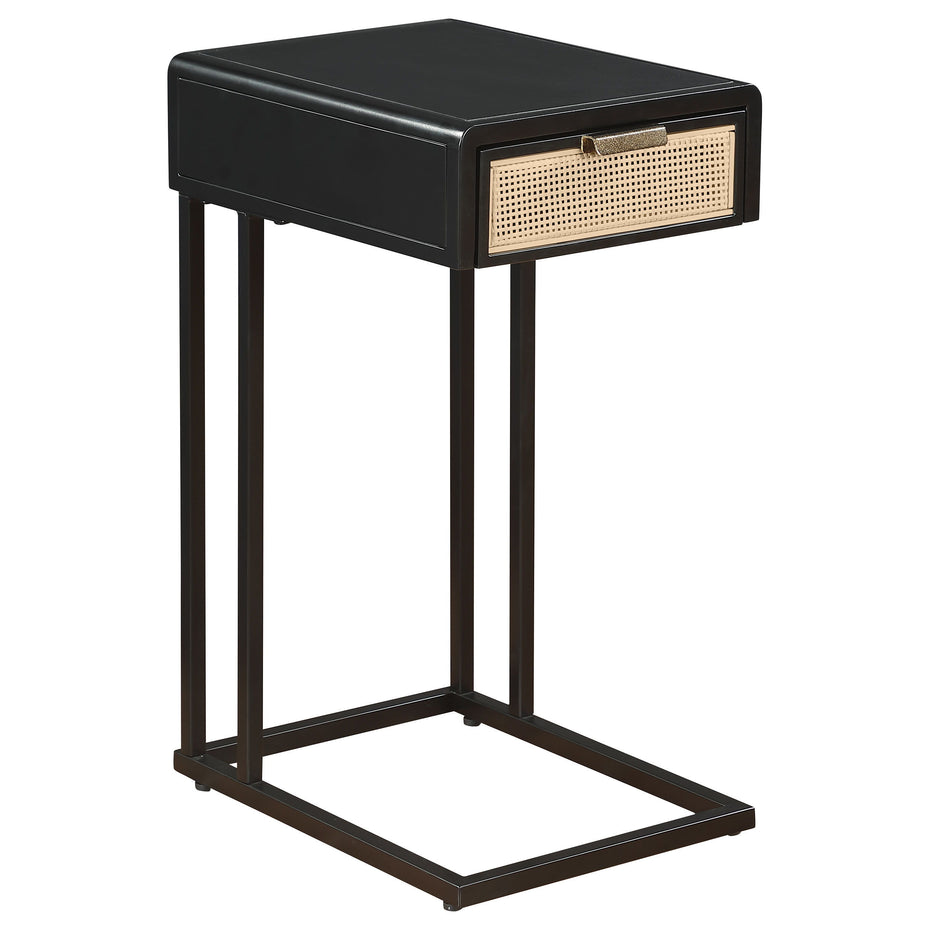 Amherst - 1-Drawer Radio Weave Cane Metal Side Table