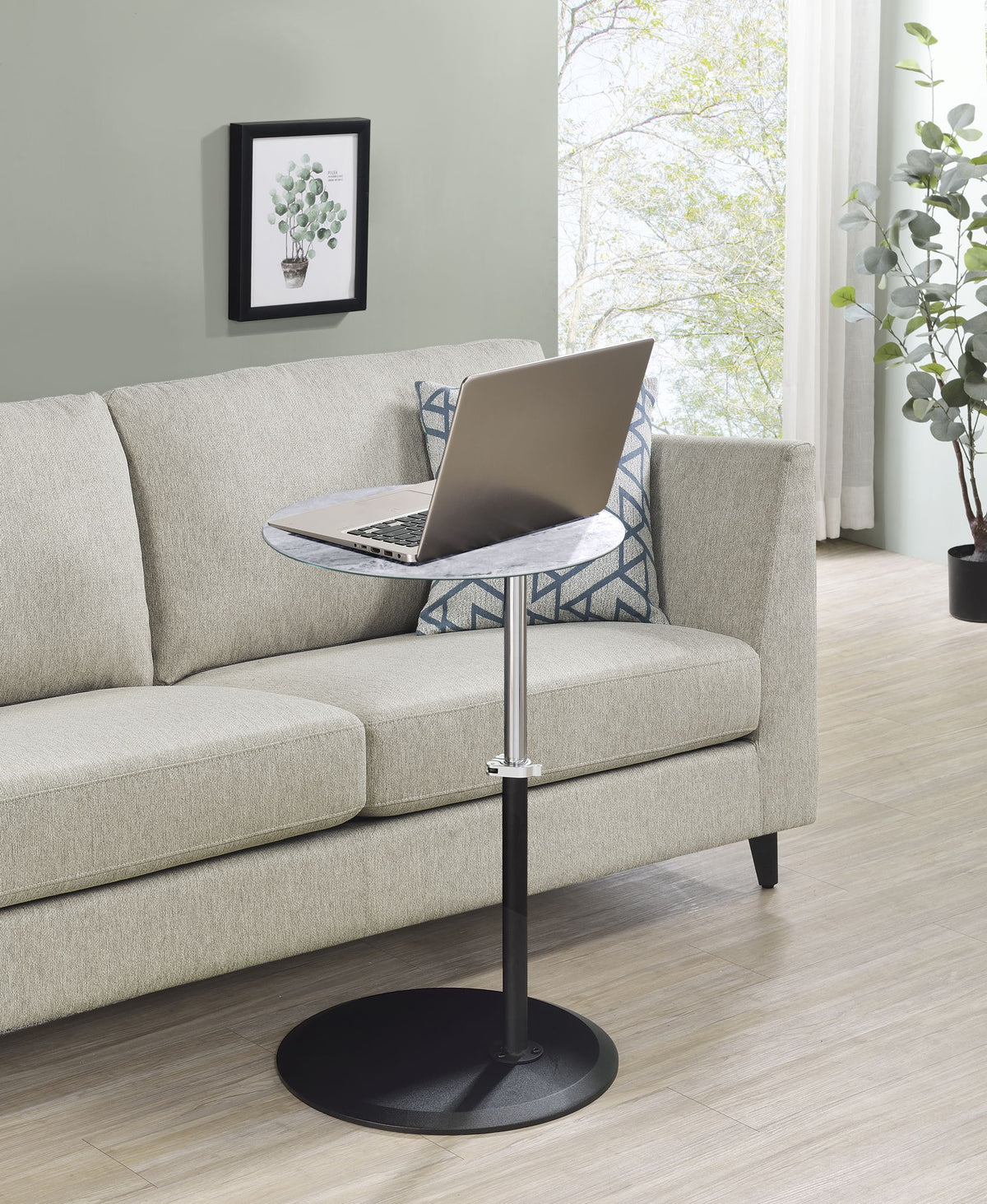 Orbit - 15.5" End Table With Height Adjustable Marble Textured Top by Lilola Home | Bel Furniture