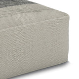 Sabella - Square Woven Outdoor / Indoor Pouf - Gray / White by Simpli-Home | Bel Furniture