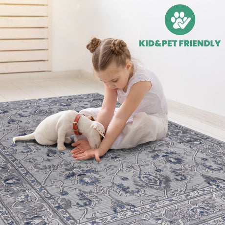 Marfi - 8' X 10' Oriental Area Rug - Gray / Blue - view 4