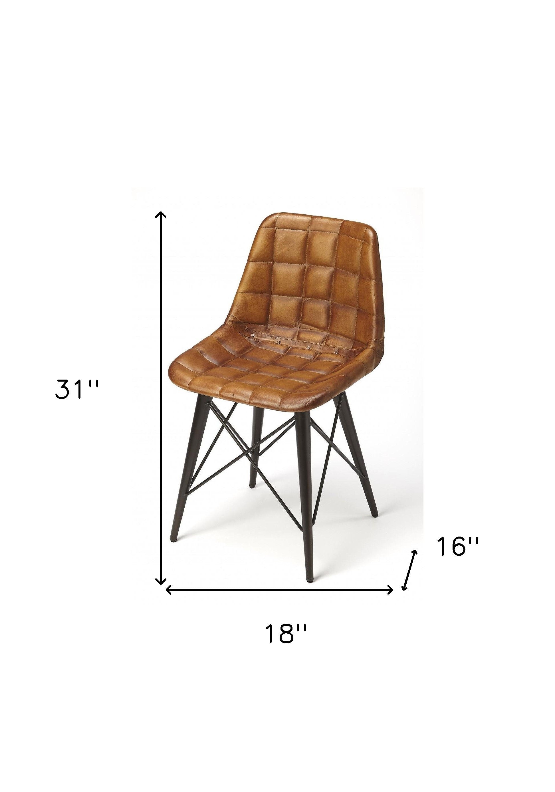 Faux Leather Tufted Side Chair - Brown