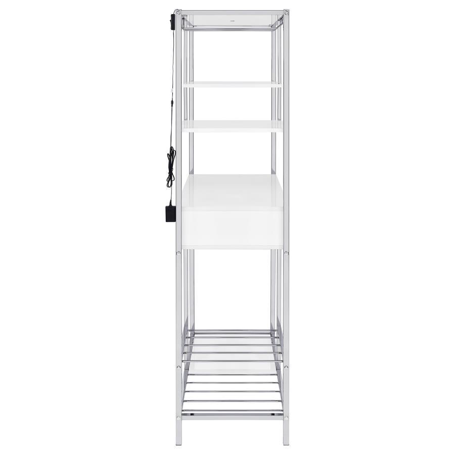 Figueroa - 5-Shelf Wine Storage Bar Cabinet - White High Gloss by Coaster Fine Furniture | Bel Furniture