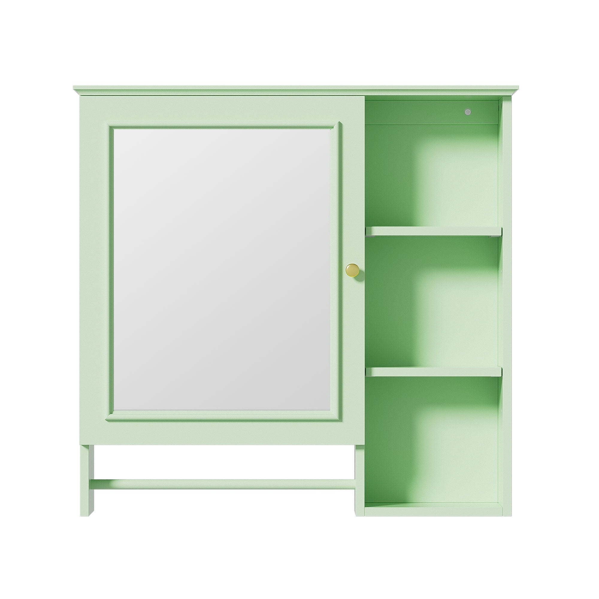 Wall Mounted Bathroom Storage Cabinet, Medicine Cabinets With Large Mirror Door, Adjustable Shelves And Three Open Storage Levels(Not Include Bathroom Vanity)