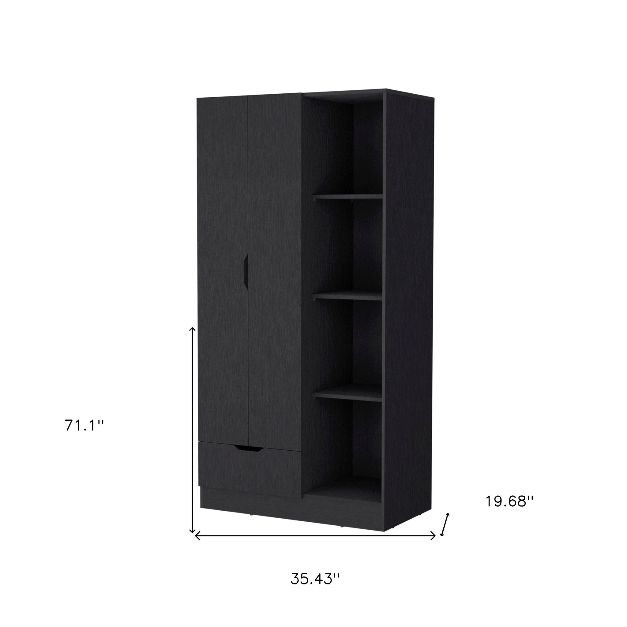 Drawer Combo Dresser Wooden - Black