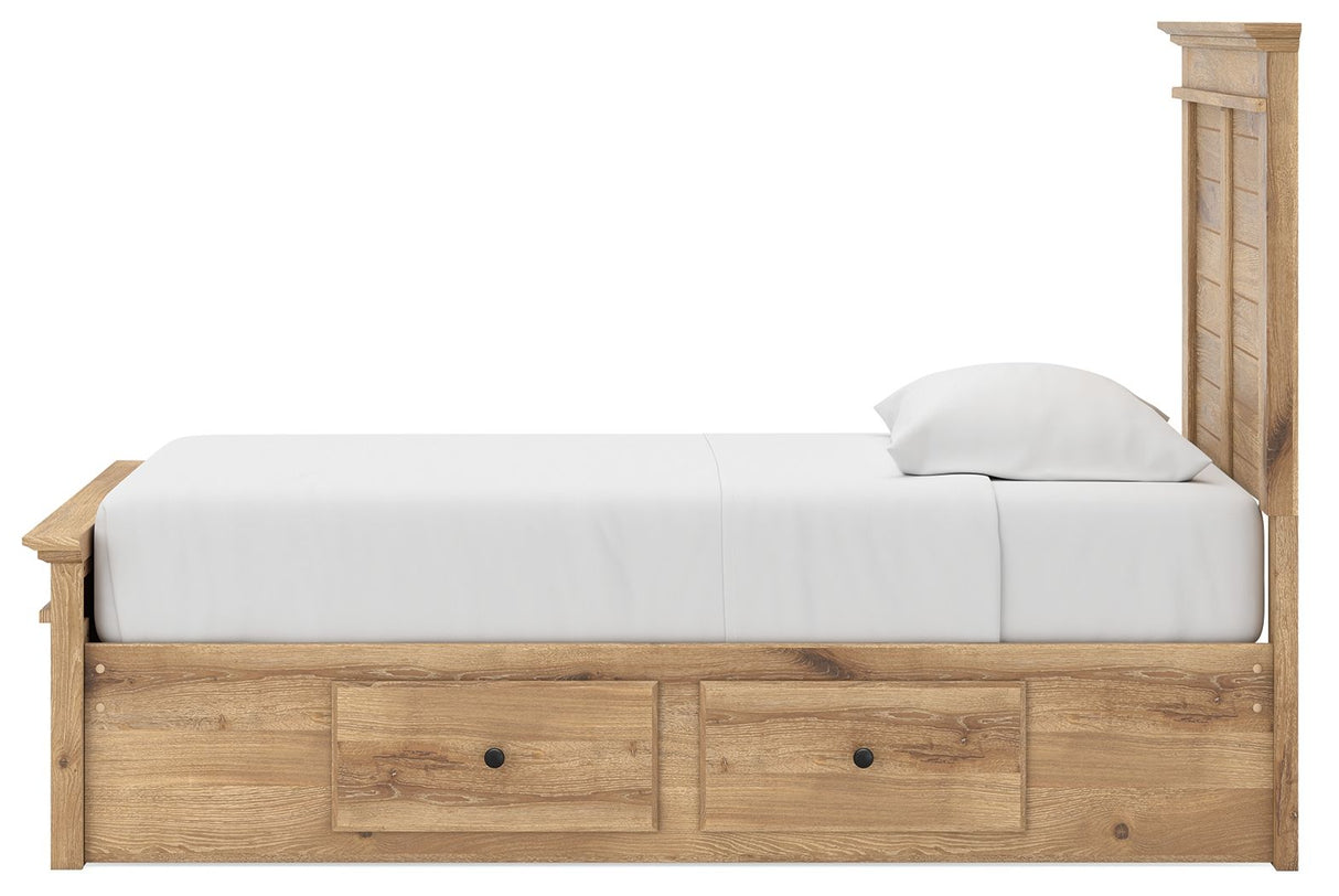 Makidern - Panel Storage Bed With 2 Under Bed Storage Units