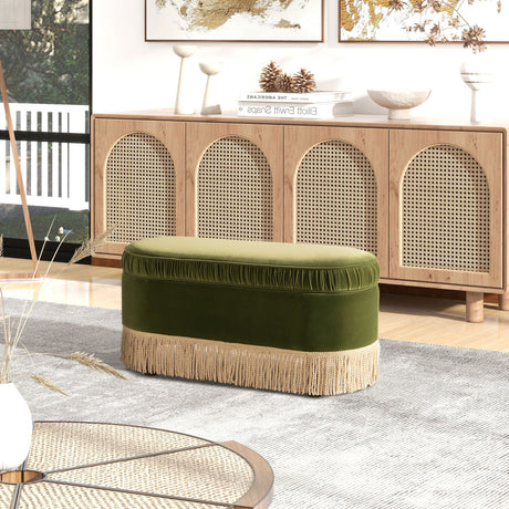 Serena - Contemporary Design Oval Storage Bench Ottoman - view 11