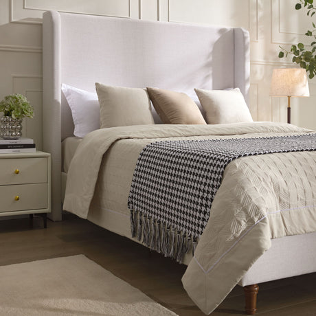 Harper - Tall Headboard Upholstered Bed / High Headboard / Elegant Simplicity / No Box Spring Needed - view 30