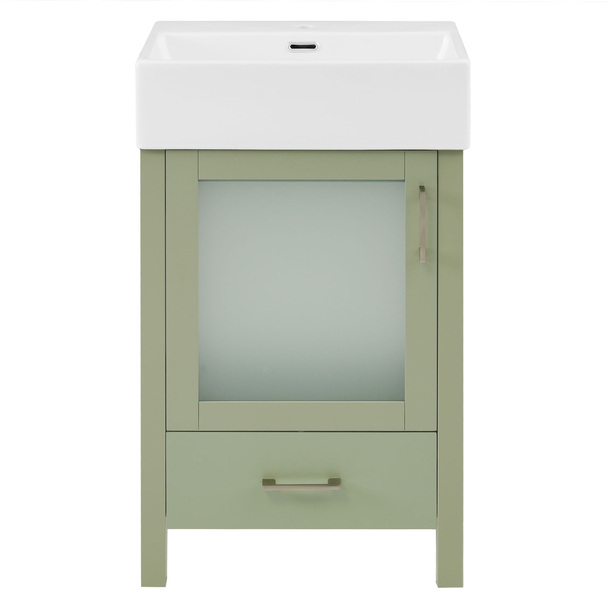 Bathroom Vanity With Ceramic Sink And Ample Storage, Ideal For Small Bathrooms