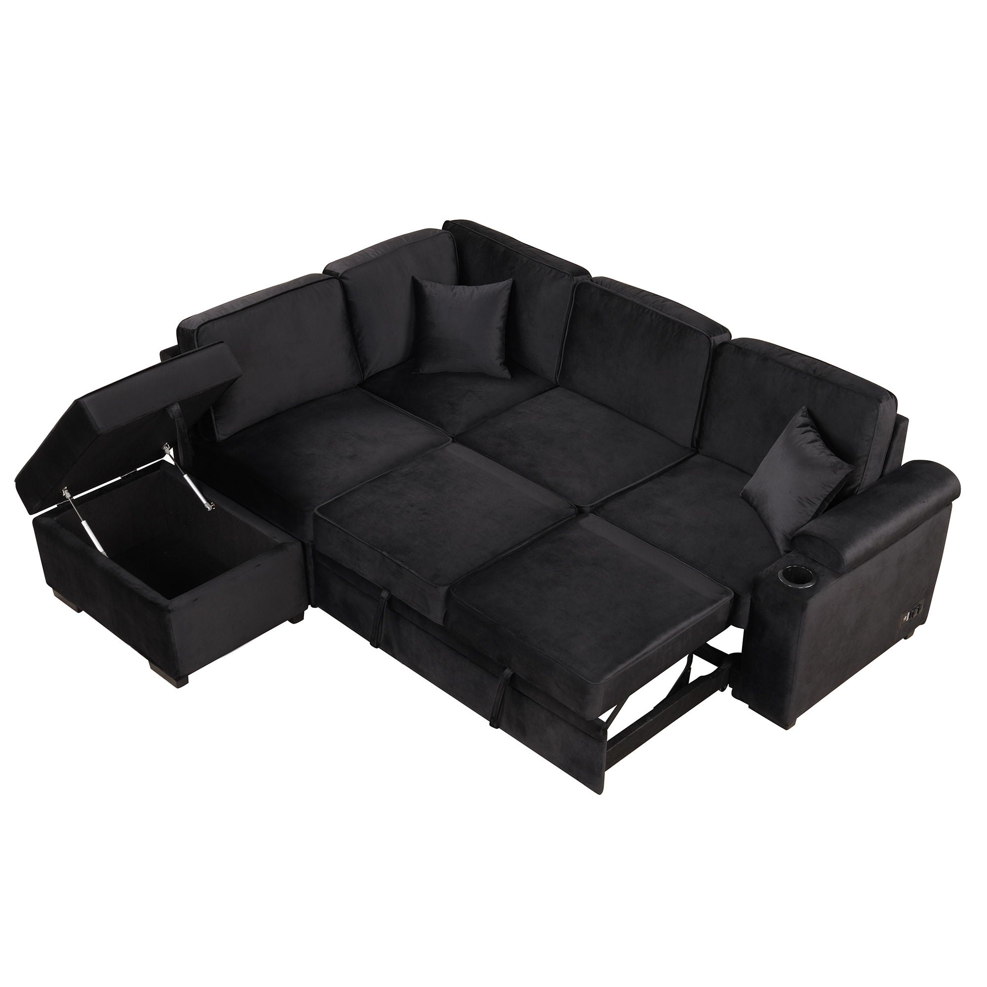 Sleeper Sofa Bed, 2 In 1 Pull Out Sofa Bed L Shape Couch With Storage Ottoman For Living Room, Bedroom Couch And Small Apartment