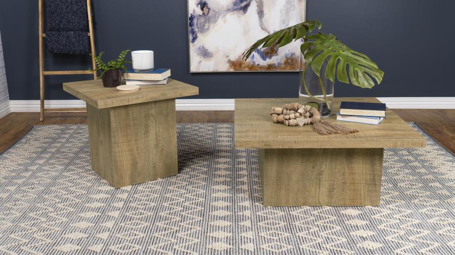 Devar - Square Coffee Table Set Light Brown 2 Pc. Coffee Table, End Table by Coaster Fine Furniture | Bel Furniture