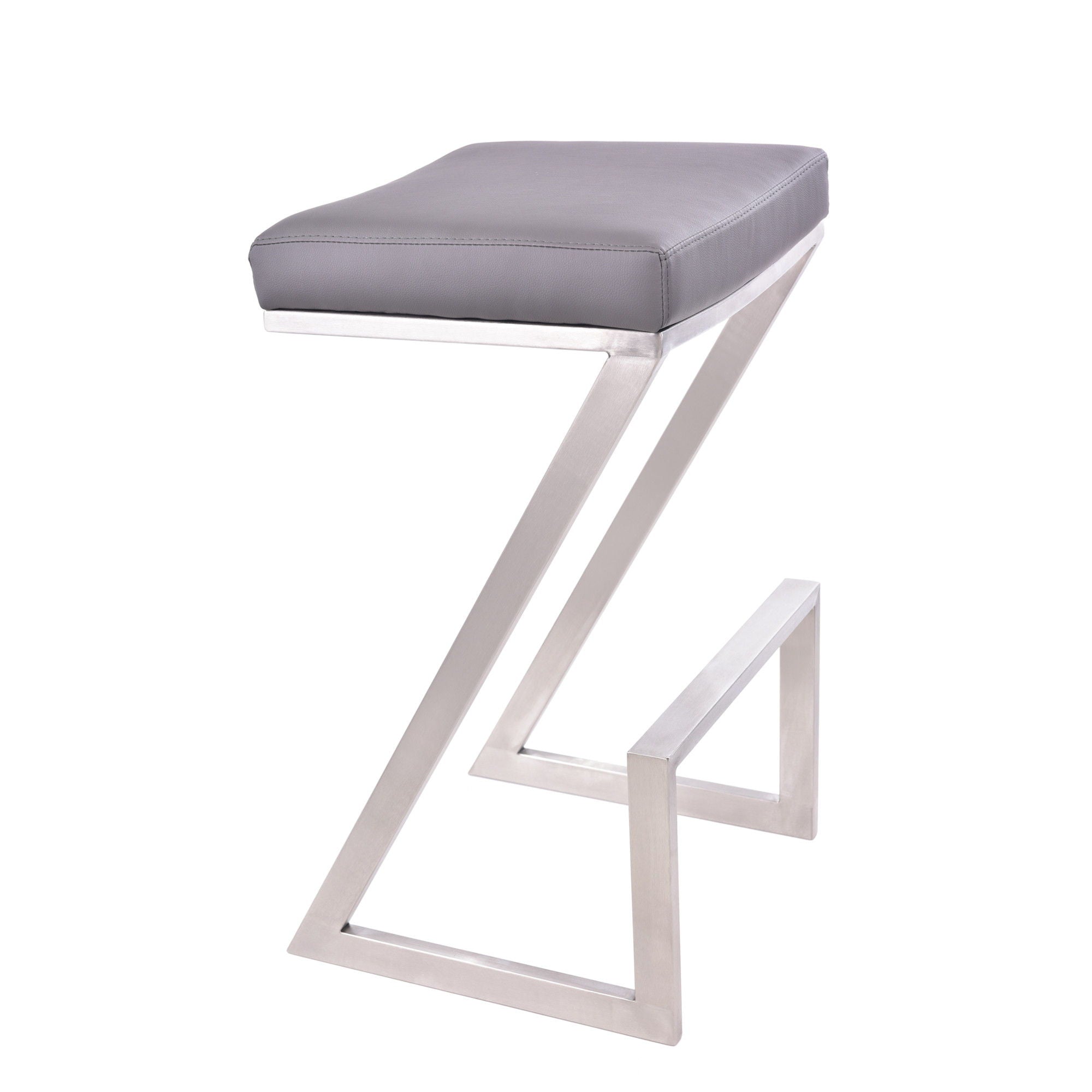 Iron Backless Counter Height Bar Chair - Gray / Silver