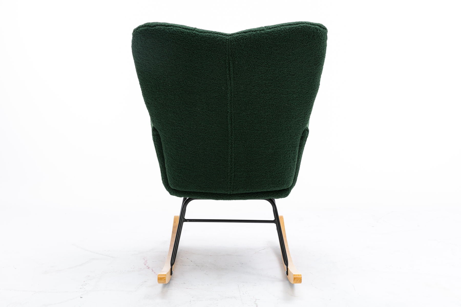 Mid Century Modern Teddy Fabric Tufted Upholstered Rocking Chair Padded Seat For Living Room Bedroom