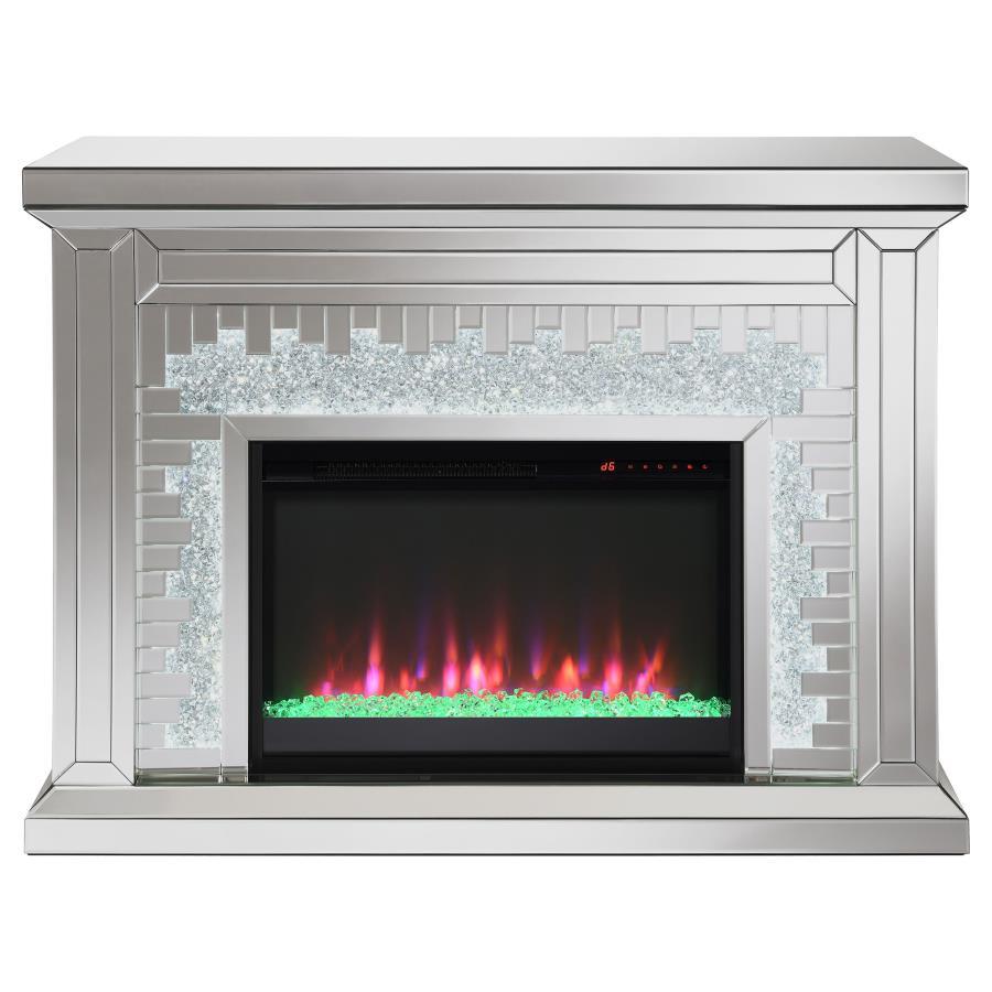 Gilmore - Mirrored Freestanding Electric Fireplace - Silver