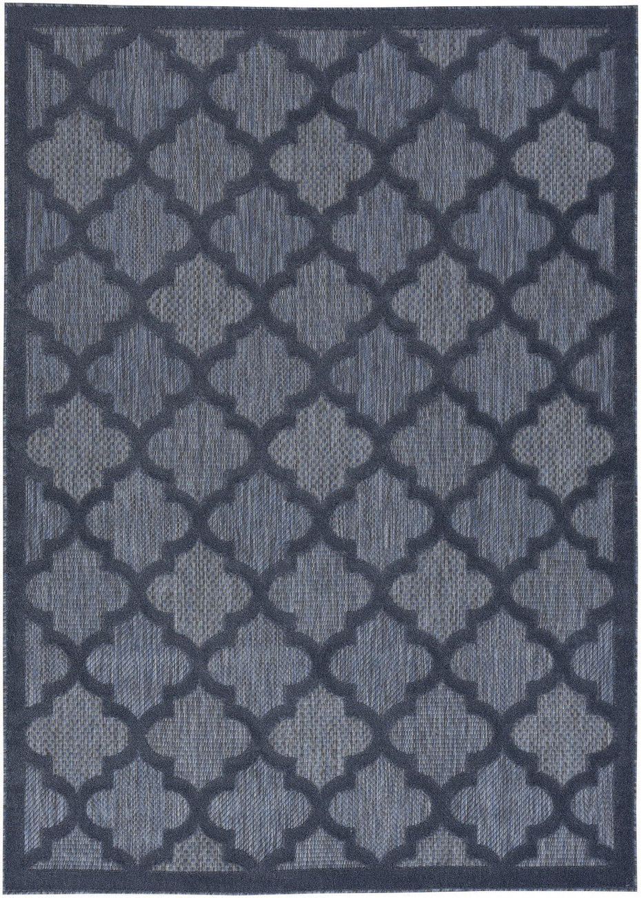 5' X 7' Ikat Indoor / Outdoor Area Rug - Navy Blue