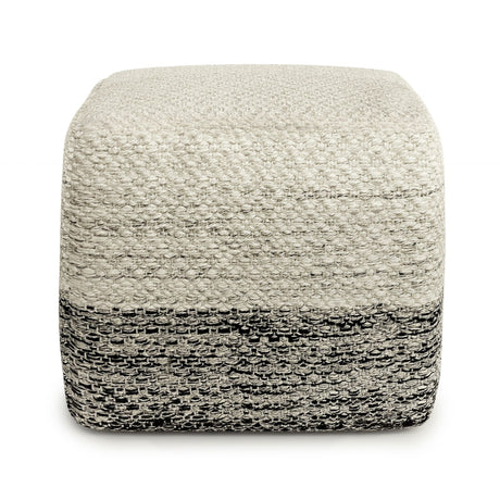 Macie - Square Woven Outdoor / Indoor Pouf - Gray / White