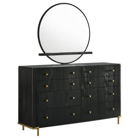 Arini - 8-Drawer Bedroom Dresser With Mirror Black by CoasterElevations | Bel Furniture