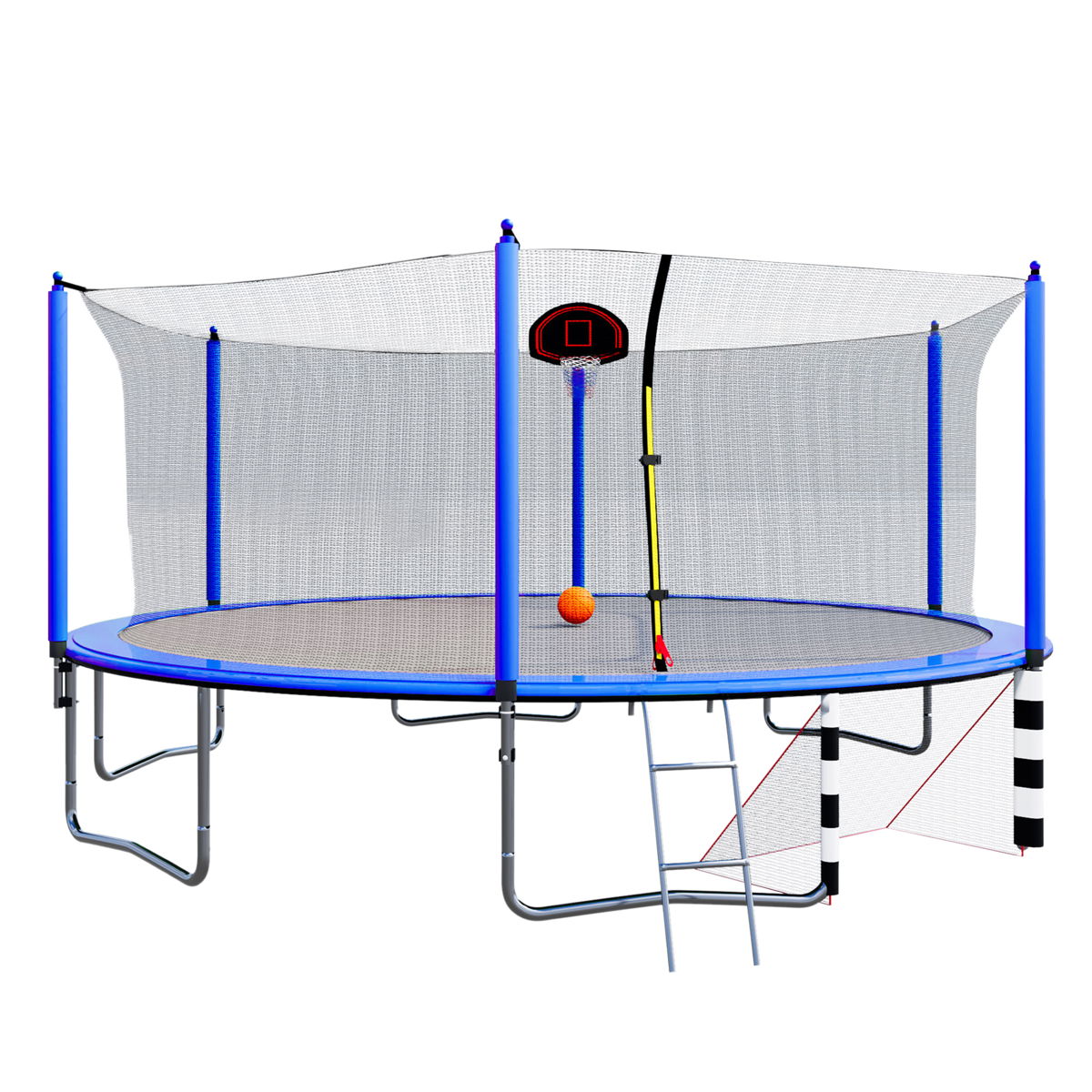 16Ft Trampoline With Basketball Hoop Pump And Ladder (Inner Safety Enclosure) With Soccer Goal