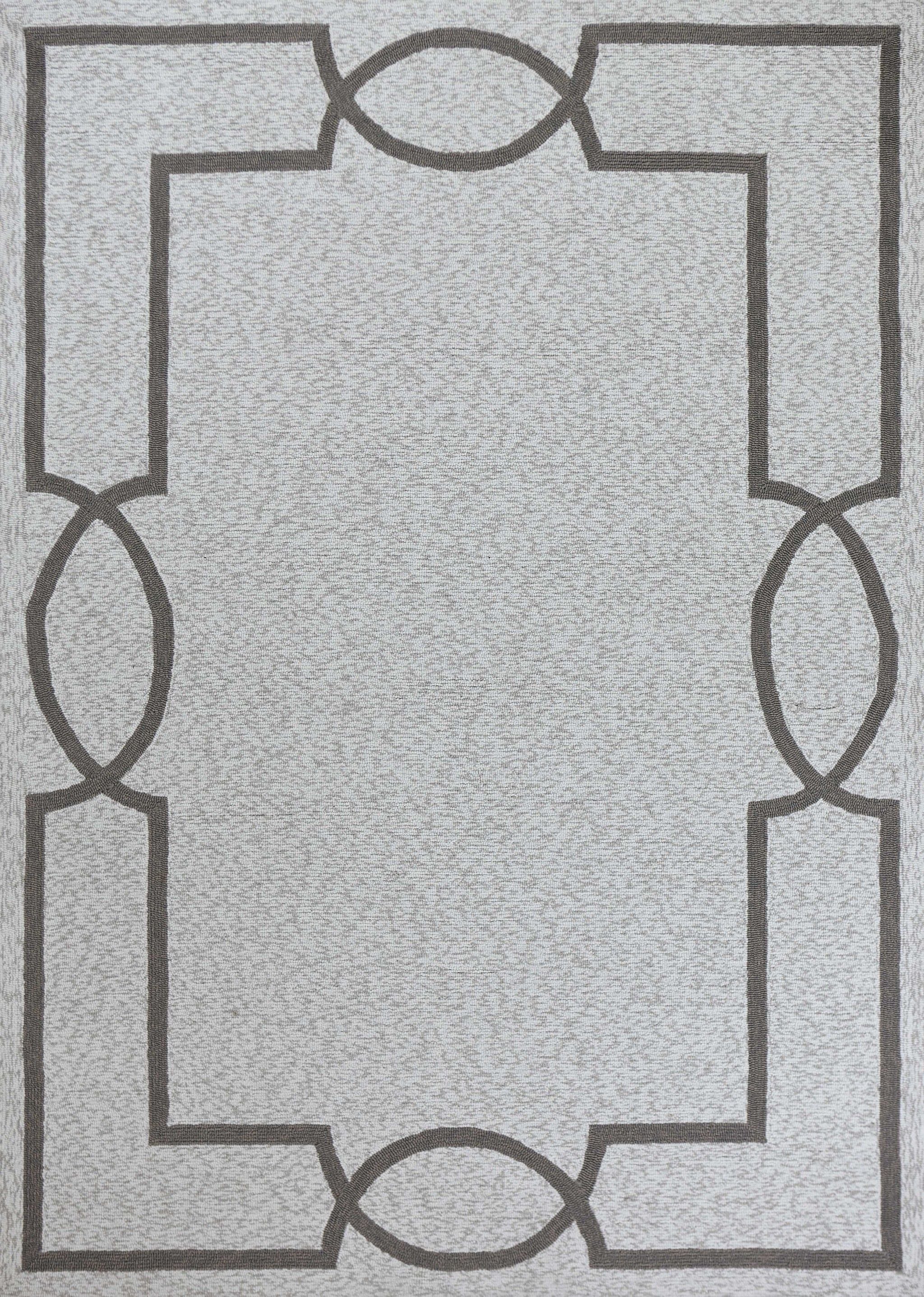 5' X 7' Hand Hooked UV Treated Bordered Indoor / Outdoor Area Rug - Oatmeal Ivory