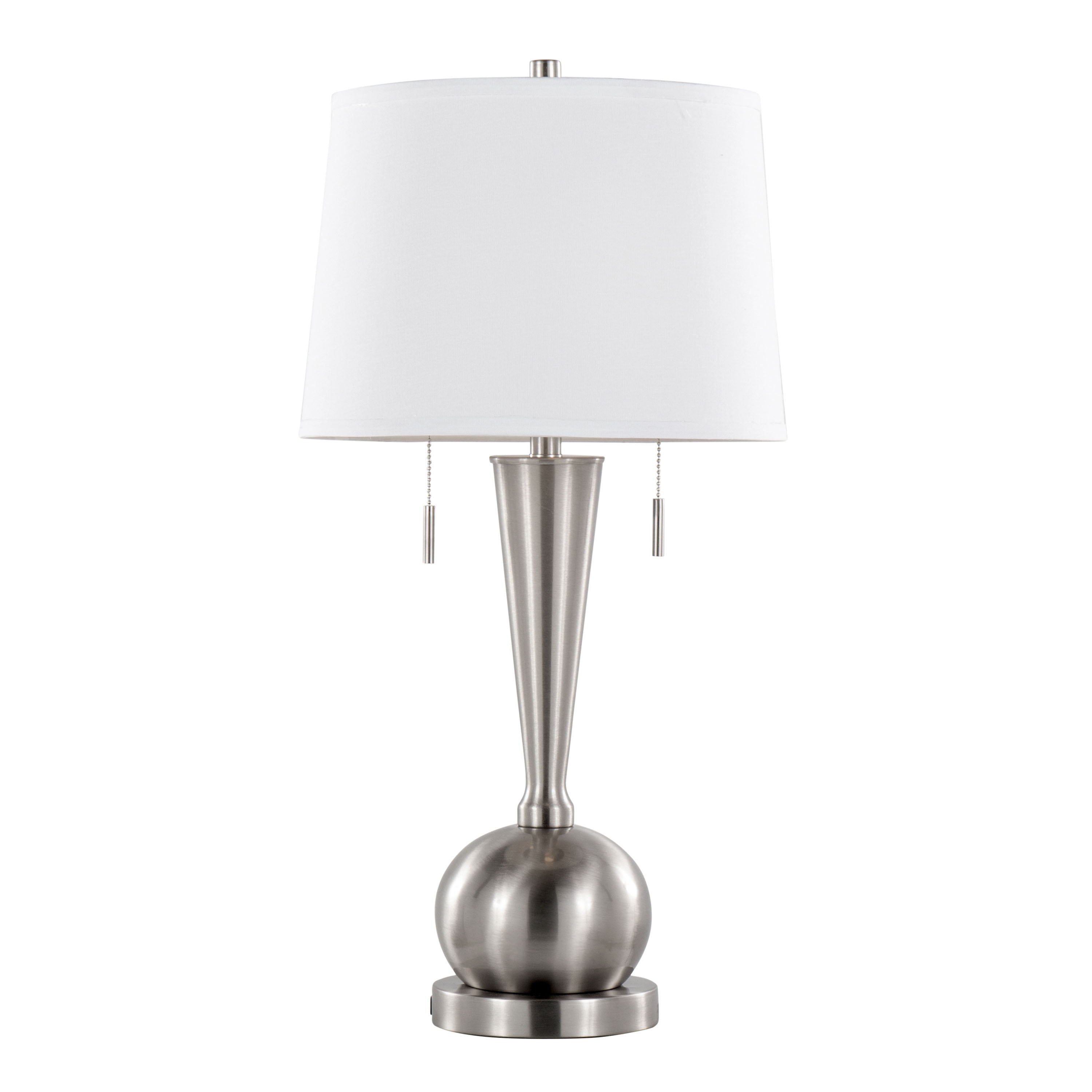 Jules - Contemporary Table Lamp Built In USB Port (Set of 2) - Nickel / White