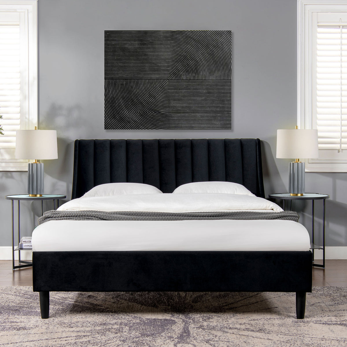 Aspen - Vertical Tufted Modern Headboard Platform Bed Set by Jennifer Taylor Home | Bel Furniture