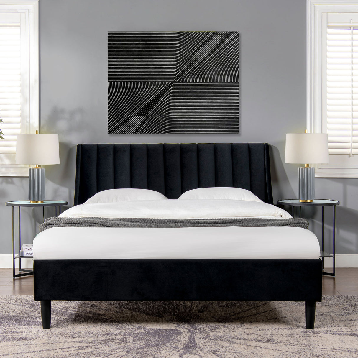 Aspen - Vertical Tufted Modern Headboard Platform Bed Set by Jennifer Taylor Home | Bel Furniture