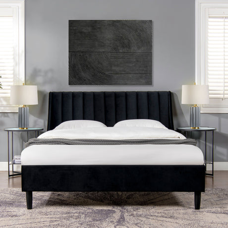 Aspen - Vertical Tufted Modern Headboard Platform Bed Set by Jennifer Taylor Home | Bel Furniture
