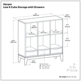 Harper - Low 6 Cube Storage With Drawers - Walnut Brown