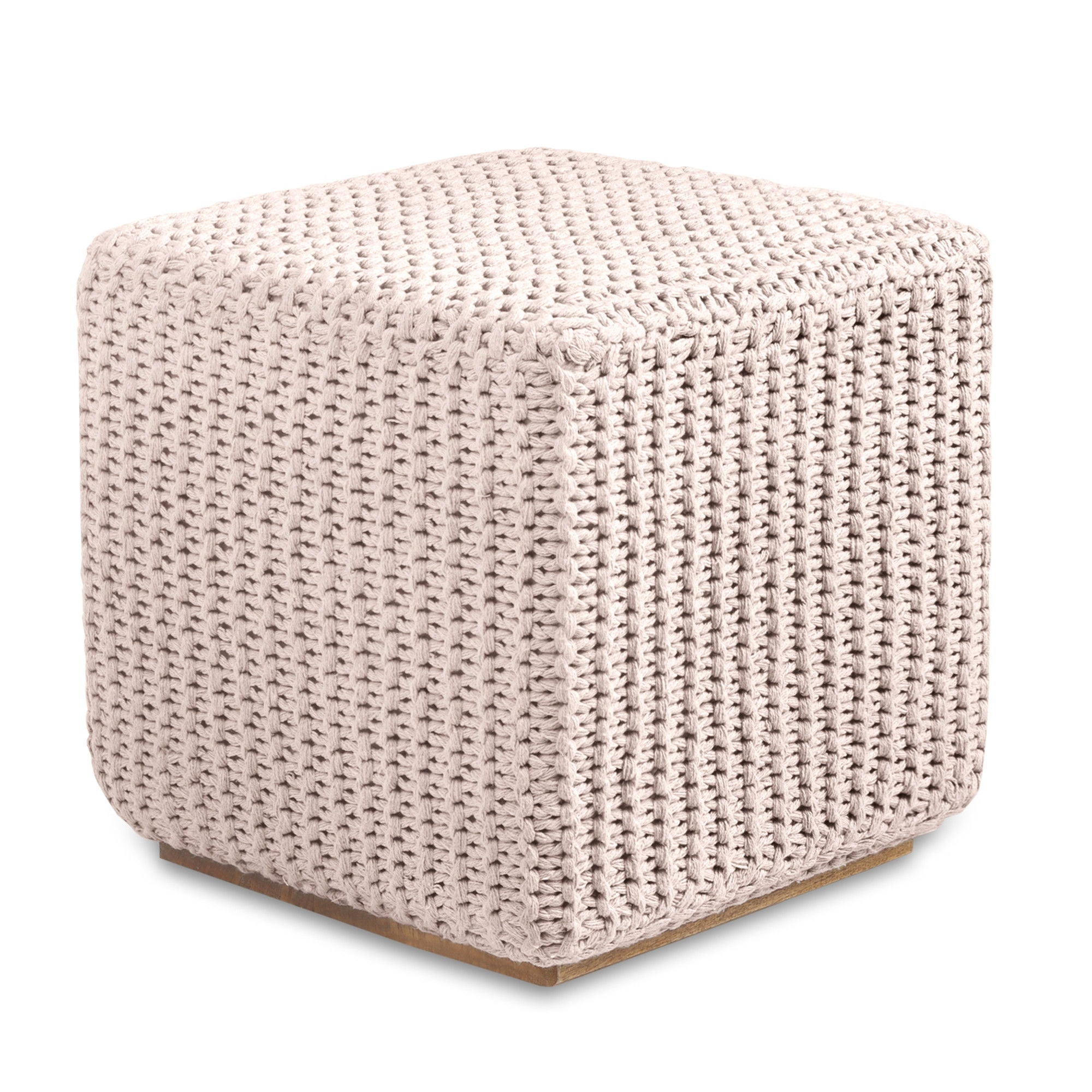 Cotton Blend, Pouf Ottoman - Ivory