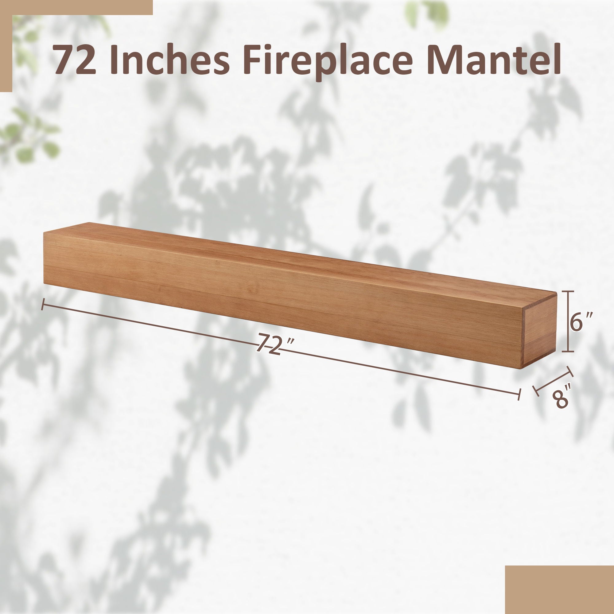 Fireplace Mantel Wooden Wall Mounted Floating Shelf 8" Deep Solid Pine Wood