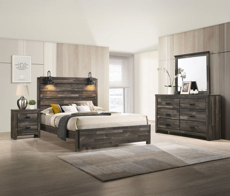 Carter - Bedroom Set - Brown Dark Brown 4 Pc. Bed, Dresser, mirror, Nightstand by Crown Mark | Bel Furniture
