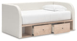 Arloster - Full Upholstered Day Bed With Storage - Tan / White