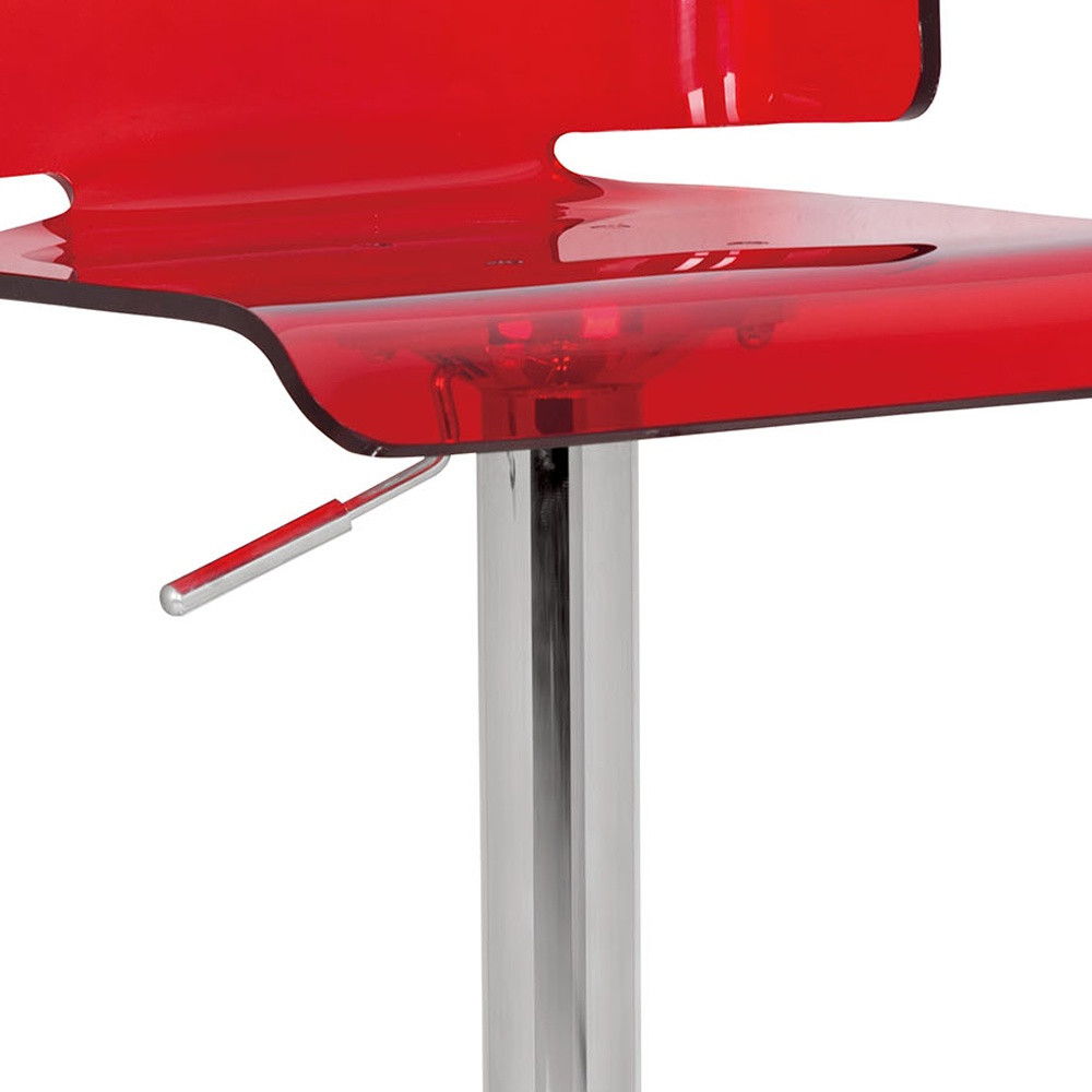 Metal Low Back Counter Height Bar Chair - Red / Silver