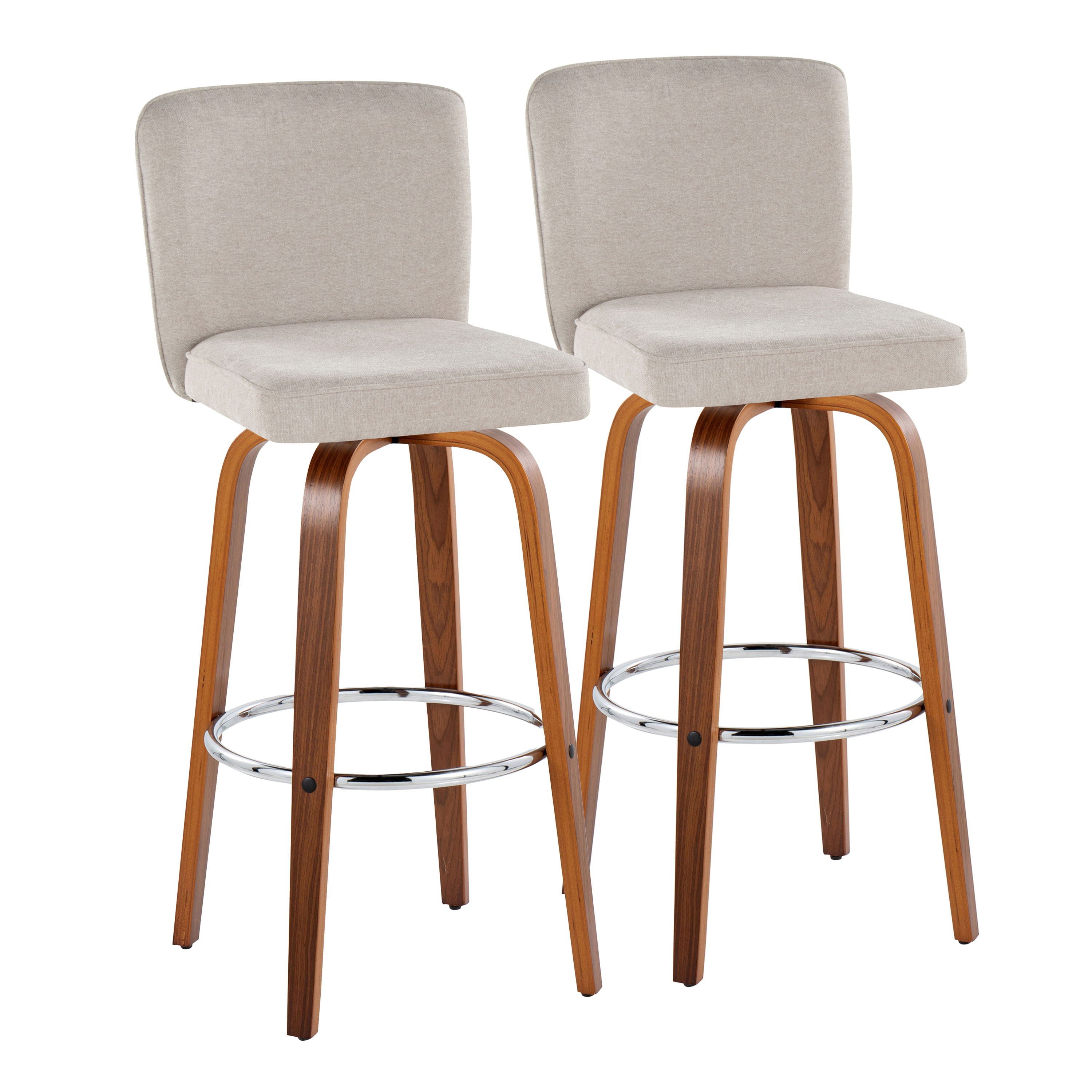 Henry - Contemporary Fixed Height Barstool With Swivel With Round Footrest (Set of 2)