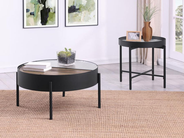Ozella - Round Coffee Table Set Black 2 Pc. Coffee Table, End Table by Coaster Fine Furniture | Bel Furniture